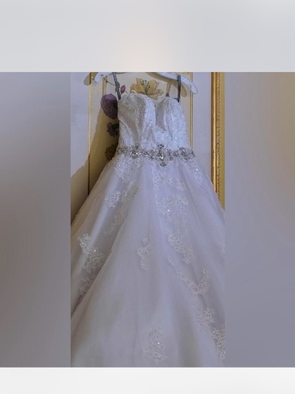 Strapless White Ball Gown Wedding Dress - Picture 4 of 7